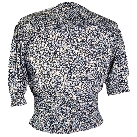 Abercrombie And Fitch Sz S Blue Floral Peasant Top- Cropped- EUC - Picture 3 of 4